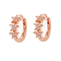 Gemnel Dernières Créations Boucles d'oreilles créoles étoile petites en laiton plaqué or avec zircon, fabrication de bijoux