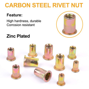 230Pcs Rivet Nuts Set Carbon Steel Zinc Plated Push In Knurled Head SAE Standard Assorted Sizes - Product Image 2