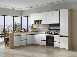 Độ Bóng Cao Bằng Gỗ Trắng PVC/Sơn Mài Cửa Mdf Tường Lưu Trữ Với Đảo Cơ Sở Chìm Thiết Kế Tủ Bếp Đơn Vị Tủ - Product Image 4