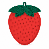 Bol d'alimentation lente en silicone pour animaux de compagnie, forme fraise, assiette antidérapante pour chiens et chats