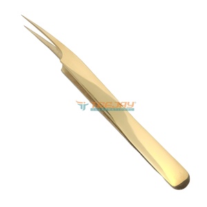 Pince à épiler angulaire TEEJAY Plasma Gold Lady avec pointe fine dentelée en acier inoxydable, prise en main parfaite pour les cils et les sourcils - Product Image 2