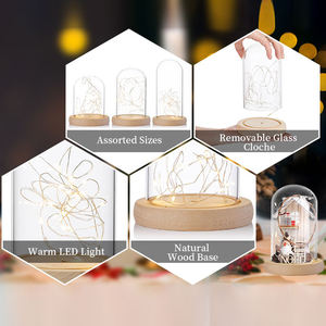Rõ ràng Glass Dome cloche với pin Led Cơ Sở Cổ tích Ánh sáng Antique Rose Flower hiển thị trường hợp đối với nhà văn phòng đám cưới trung tâm - Product Image 3