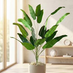 2 grands bananiers artificiels nécessitant peu d'<span class=keywords><strong>entretien</strong></span>, en plastique, adaptés à une utilisation en intérieur et en extérieur - Product Image 1