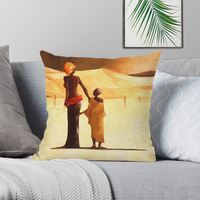 Housse de Coussin Décorative en Lin Motif Danse Africaine Dessin Animé Africain pour Décoration d'Intérieur