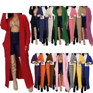 Cardigan tricoté d'hiver pour femmes <span class=keywords><strong>veste</strong></span> à col montant à manches longues avec <span class=keywords><strong>crochet</strong></span> coupe ample vêtements d'automne et d'hiver - Product Image 1