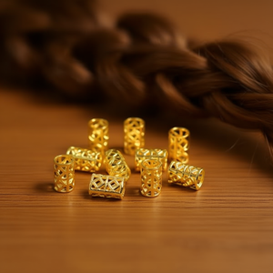 Anelli per Intrecciare Capelli Ilan 10x15mm Oro 10pz per Extension - Product Image 2