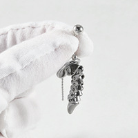 Divertido y Único Anillo para Ombligo con Colgante de Pene Móvil de Acero Inoxidable, Joyería Punk Hip-Hop para Piercing Corporal