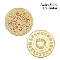 Pièce de monnaie commémorative en métal plaqué de haute qualité, motif relief aztèque mexicain, avec impression UV, pièce Maya 3D dorée pour souvenir