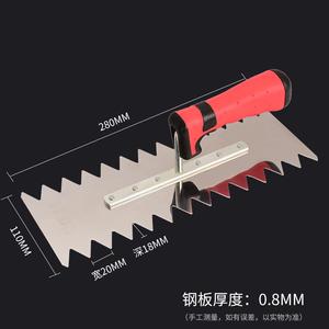 Couteau à plâtre denté en acier inoxydable Truelle <span class=keywords><strong>Carreleur</strong></span> Grattoir Couteau à mastic avec planche en argile dentelée Outils à main pour le travail du carrelage - Product Image 3