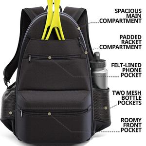 Sac à dos de tennis personnalisable pour femmes avec espace pour raquettes et chaussures Polyester Pickleball Squash Sacs de tennis pour hommes et femmes - Product Image 2