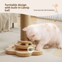 Griffoir pour chat résistant à l'usure et anti-déchirure ; Plateforme rotative en bois en forme de patte ; Jouet distributeur de friandises