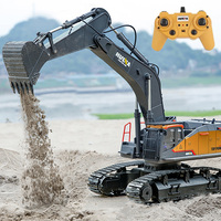 Excavatrice RC en alliage AiJH à 22 canaux, rechargeable, échelle 1:14, avec godet métallique et rotation à 680 degrés, véhicule d'ingénierie jouet