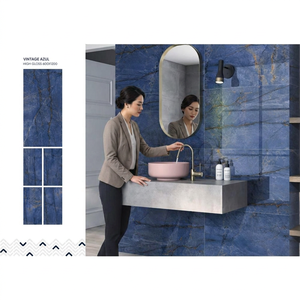 Fusion Blue Glossy Polished Glazed Porcelain <b>Tiles</b> 600x1200mm Luxury Ceramic Floor Wall <b>Tile</b> - Product Image 4
