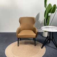 Fauteuil Modèle 8118 en PU, fauteuil lounge individuel rembourré avec pieds en bois massif pour salon, chambre et salle de réception