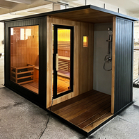 Sauna extérieur traditionnel compact pour 3 personnes, avec lumière rouge et infrarouge, design finlandais, adapté pour 2, 4 ou 6 personnes, idéal pour la gym, la maison et le spa.