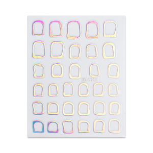 El más nuevo Simple láser oro plata Color vaca patrón Nail Art Sticker Gold Edge Hollow Border Sticker - Product Image 6