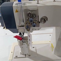 Machine à coudre industrielle informatisée à double aiguille, point de surjet, alimentation par rouleaux, haute capacité, 220V, pour la fabrication de tiges de chaussures en cuir