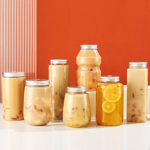 250ml 300ml 500ml 1000ml botellas de plástico PET con anillo de tracción tarro transparente latas de bebidas de plástico de grado alimenticio para mascotas con tapas - Product Image 1