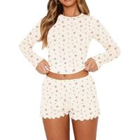 Pyjama décontracté pour femmes, imprimé floral rose, manches longues, vêtements de nuit en coton et bambou, ensemble de pyjamas