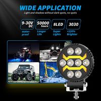 Luz de Trabajo LED Redonda de 4 Pulgadas, 8 LED, Blanco Ámbar, Doble Color, Lámpara de Conducción Todoterreno Impermeable para Camioneta, SUV, ATV, Jeep