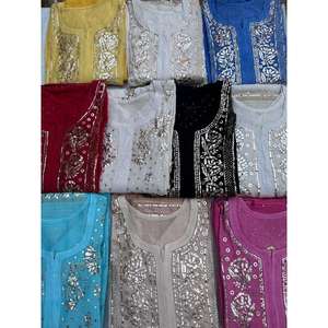 Elegante Túnica Kurta Dupatta de Seda Mulchanderi Blanca, Bordada a Mano con Patrón Sólido, Estilo Chikankari, Largo hasta la Rodilla, Suave para Invierno - Product Image 5