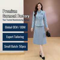 Ensemble deux pièces pour femme, style chinois moderne, Cheongsam avec boutons jacquard, grandes tailles, OEM, vente en gros, nouvelle collection