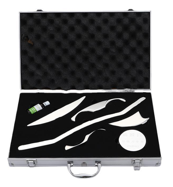 New Model Iastm 5 Pcs Stainless Steel Massage Tools with Massage CreamGUASHA Tools Metal Gua Sha Muscle Scraping Tools