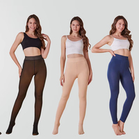 Collants thermiques taille haute extensibles pour femmes, chauds et transparents, doublés en polaire, pour l'hiver