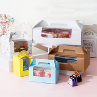 Boîtes à gâteaux en papier à 2/4/6 trous avec fenêtre, boîtes à muffins et cupcakes, boîtes à pâtisserie en papier portables