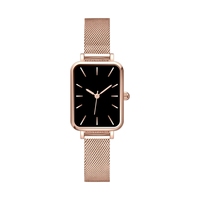 Montre rectangulaire de luxe pour femme 2025 de haute qualité, boîtier en acier inoxydable, mouvement japonais, montre classique rectangulaire en or rose pour femme