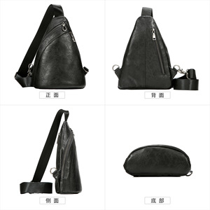 Sac de poitrine pour homme Dujiang en cuir de vachette pleine fleur noir, minimaliste, bandoulière, tendance, usage quotidien - Product Image 5