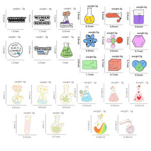 Wowei เข็มกลัดโลหะรูปตัวอักษรสัญลักษณ์ขวดสารเคมีโคมไฟแอลกอฮอล์เข็มกลัดรูปตัวอักษรบีกเกอร์ - Product Image 2