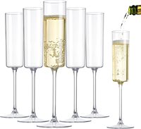 Verres à champagne en plastique transparent incassables de 6 oz, flûtes à whisky, verres à boire pour fête, anniversaire, mariage