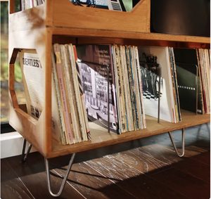 Meuble de maison populaire : Support de tourne-disque Irving, style bibliothèque, pour rangement de disques vinyles - Product Image 4