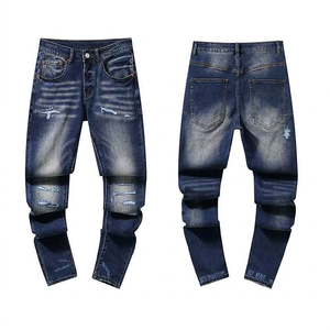 Luxury Designer Purple Color <strong>Jeans</strong> Distressed Slim Fit Men Denim Trousers Vintage Wash High Quality Streetwear Pant Brand - Product Image 6