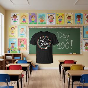 Maglietta retrò per insegnanti della terza elementare per il 100° giorno di scuola, maglietta promozionale per i 100 giorni di scuola felici - Product Image 3