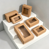 Boîte en kraft écologique personnalisée en gros avec logo, boîte d'emballage en papier avec fenêtre transparente, petit coffret cadeau