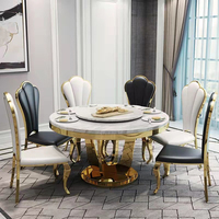 Table à manger ronde en marbre blanc de style chinois, meubles de maison sur mesure