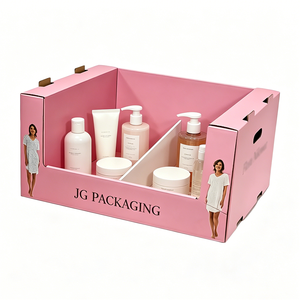Boîte de présentation en carton ondulé PDQ avec logo imprimé en CMJN, design personnalisé, pour les produits cosmétiques et les soins de la peau en magasin de détail - Product Image 1