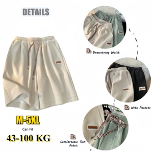 Pantaloncini Estivi da Donna, Casual e Larghi, con Coulisse in Vita e Tasche, Taglie Forti, in Seta Ghiaccio Crepe, Sottili - Product Image 4