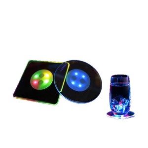 Posavasos Luminosos Acrílicos de 10 cm, Redondos, LED, Siete Colores, Accesorios para Bares y Discotecas - Product Image 2