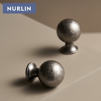 Nurlin laiton massif Antique argent Antique rond arqué poignée armoire boutons armoire porte vestiaire Style rétro tirer