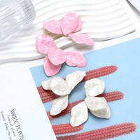 Boucles d'oreilles pendantes surdimensionnées à motif floral pour femmes, texture marbrée, multicolores, bijoux d'oreille tendance