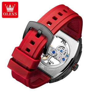 OLEVS 6779スペシャルユニークメンズ機械式腕時計、ホットセール、シリコンバンド、防水、ダブルディスプレイ、キャラクタービジネス腕時計 - Product Image 4