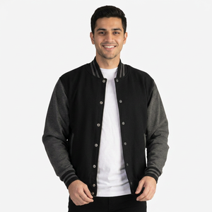OEM Custom Design Windbreaker Unisex Customised and Breathable Product <b>Covered</b> <b>Button</b> Varsity Jacket Men - Product Image 1