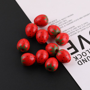 Strawberry Wood Beads Round Loose Beads For Bracelet Making DIY Handmade Jewelry Accessories - Product Image 1