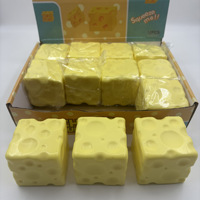 Jouet à presser en PU en forme de bloc de fromage, balle anti-stress souple en PU en forme de beurre, jouet sensoriel à presser en forme de bâton de fromage souple à mémoire de forme - Unisexe pour 14 ans et plus