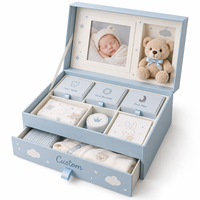 Boîte cadeau personnalisée pour vêtements de bébé, emballage en papier rigide de luxe avec insert pour body, chapeau, chaussettes, couverture, ensembles cadeaux pour nouveau-nés