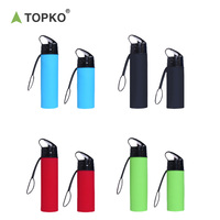 TOPKO Bouteille d'eau pliable en silicone portable de haute qualité pour les sports de voyage en plein air 600ml Bouteille d'eau de sport potable