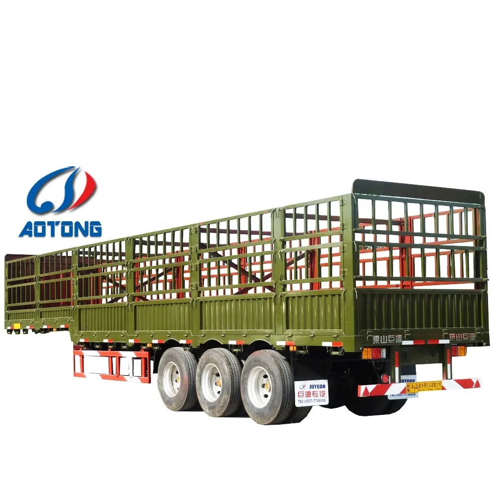High Quality Tri Axles Livestock Fence Cargo Semi Trailer Truck For Sale